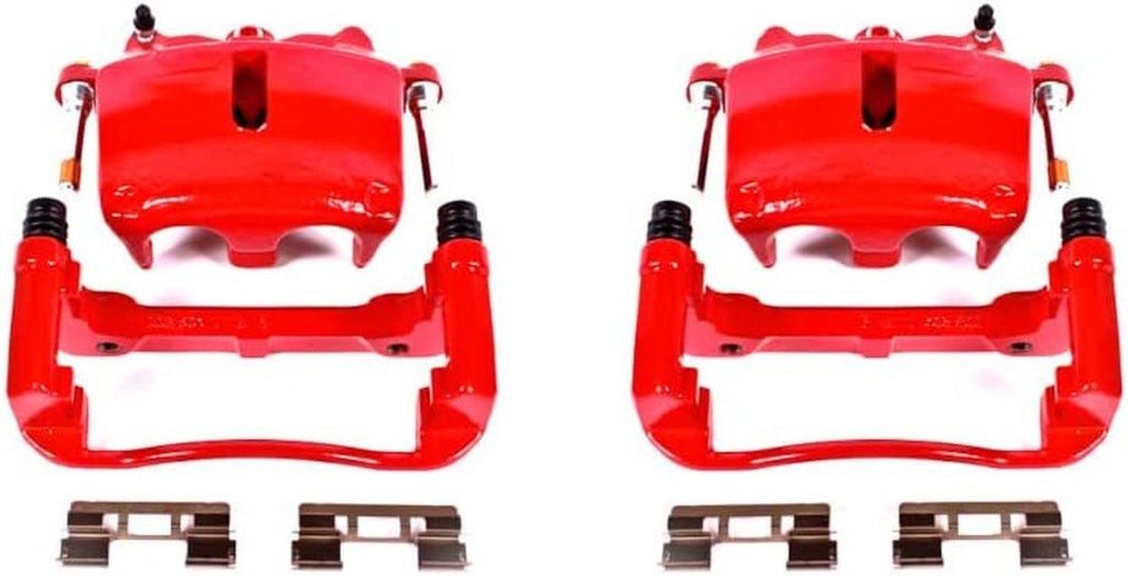 Front S4974 Pair of High-Temp Red Powder Coated Calipers