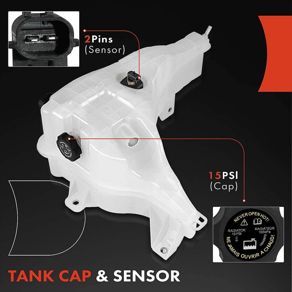 A-Premium Engine Coolant Recovey Reservoir Tank [W/ Cap & Sensor] Compatible with Freightliner Vehicles 2008-2019 for Cascadia, Century Class, Columbia, Coronado, M2 106, M2 112, Replace # 525263005