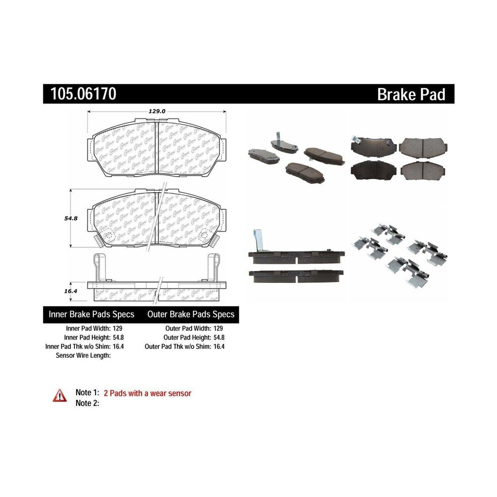 Centric Front Disc Brake Pad for Integra, Civic (105.06170)