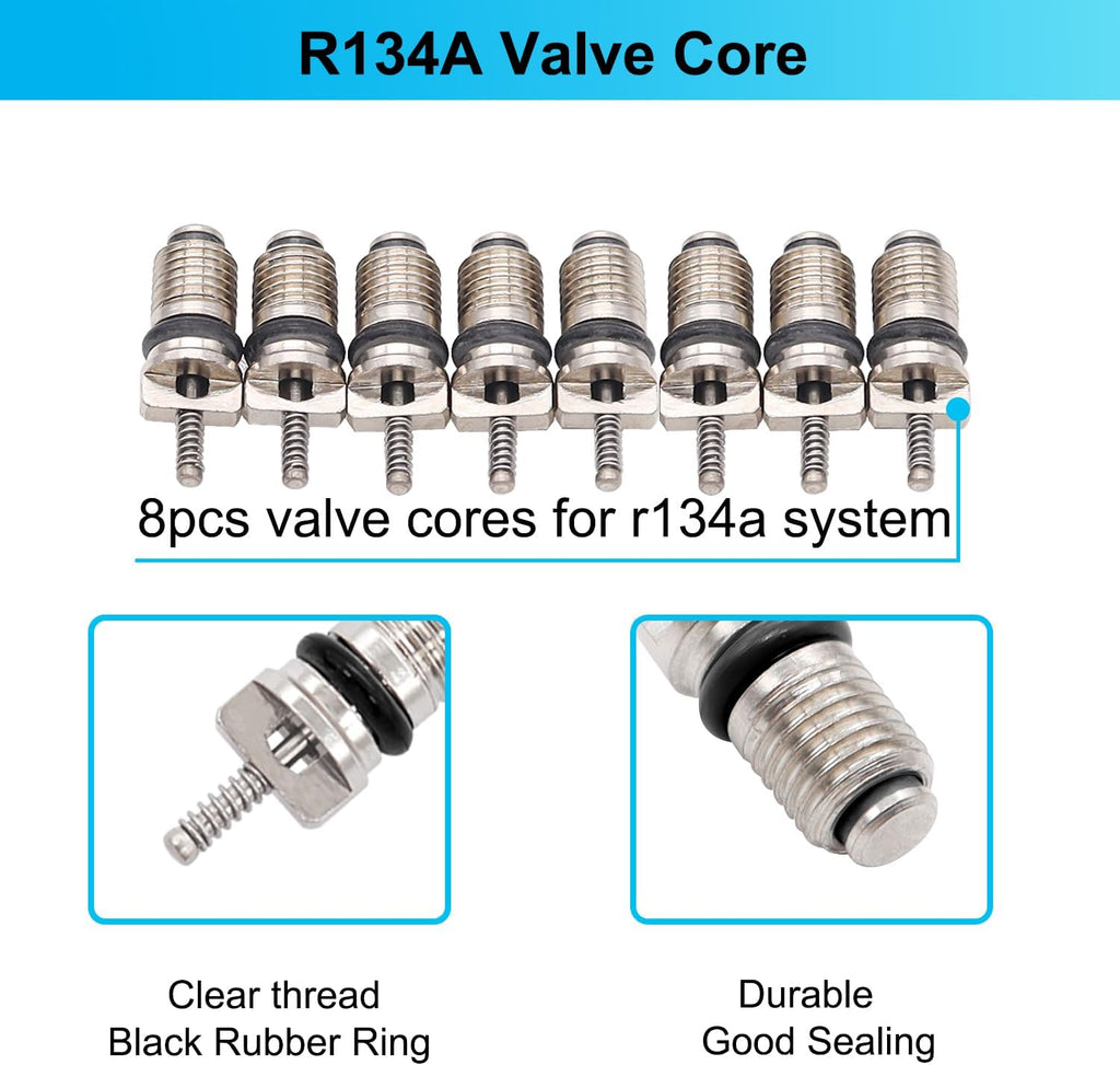 TWTADE 33PCS Air Conditioning Valve Core Kit - Schrader Valve Cores with Remover Tool & Seal Caps for Car A/C R12 R134A Refrigeration & HVAC System