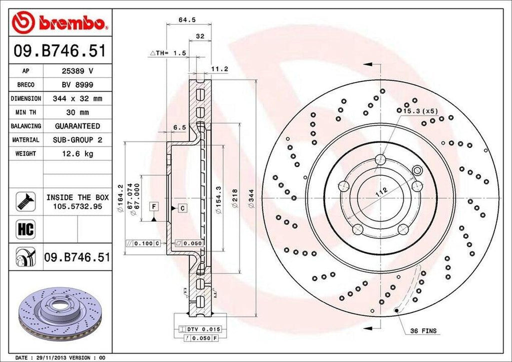Brembo Front Disc Brake Rotor for E350, E550 (09.B746.51)