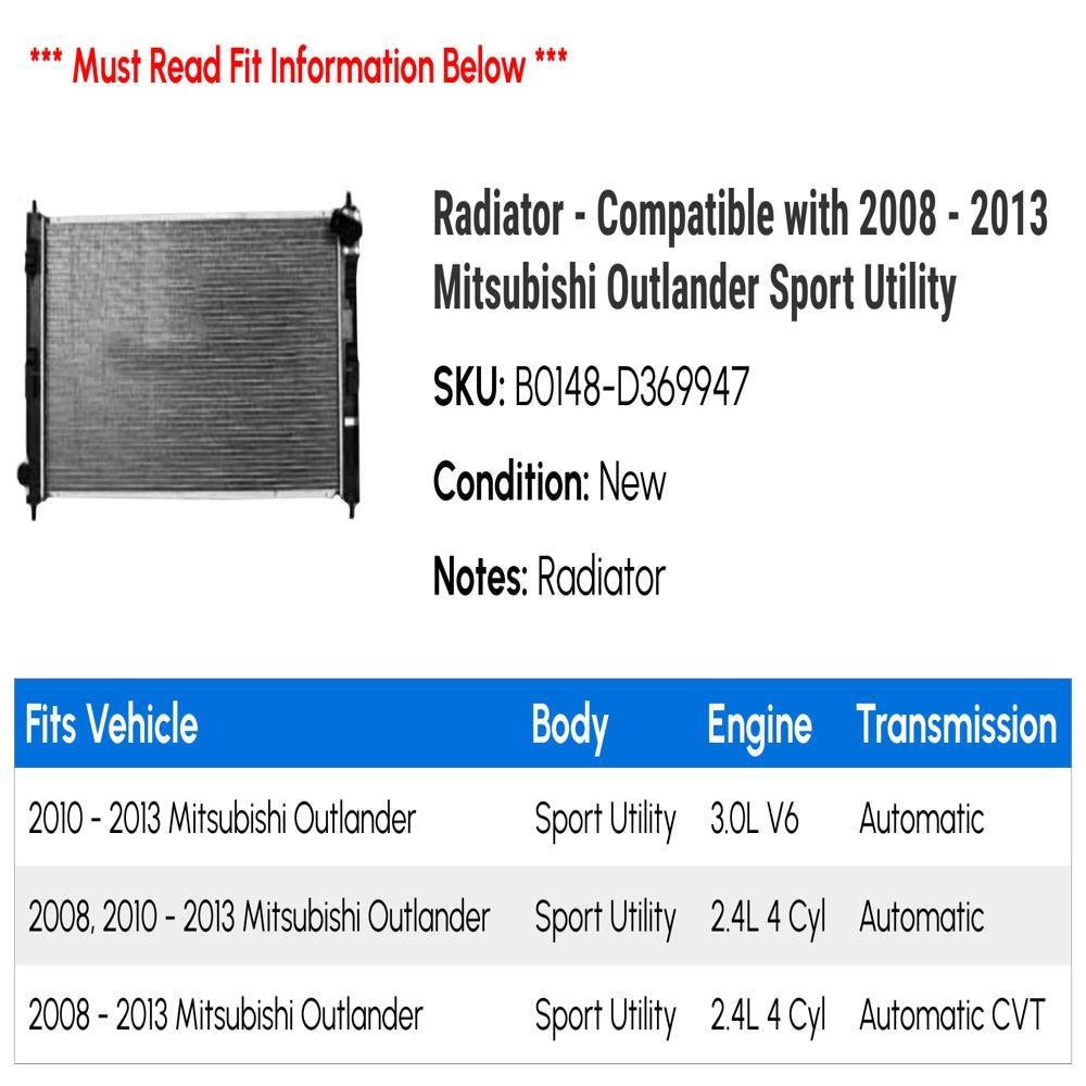 Radiator - Compatible with 2008 - 2013 Mitsubishi Outlander Sport Utility 2009 2010 2011 2012