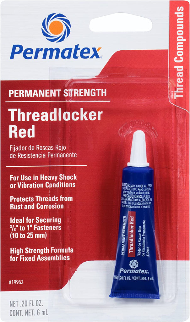 Permatex 19962-12PK Red Permanent Strength Threadlocker - 6 Ml Tube, (Pack of 12)