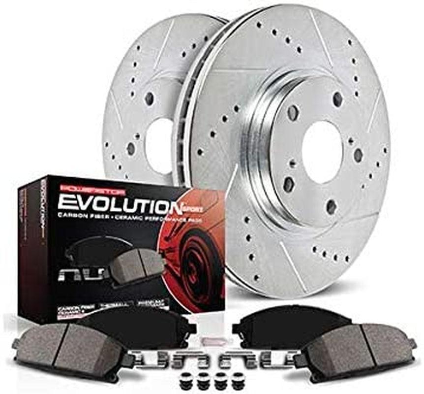 K6762 Front and Rear Z23 Carbon Fiber Brake Pads with Drilled & Slotted Brake Rotors Kit