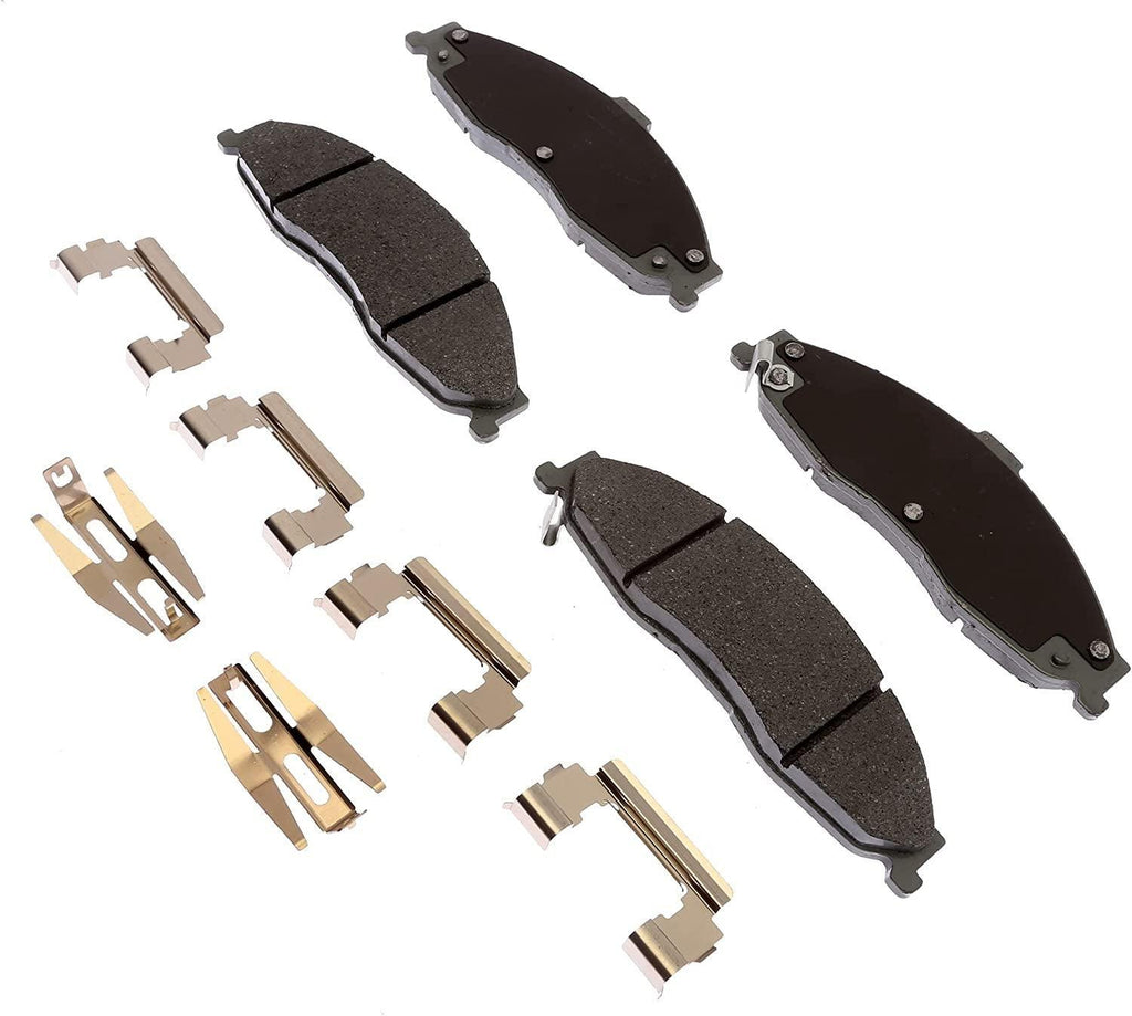 Silver 14D749CHF1 Ceramic Front Disc Brake Pad Set with Springs and Clips