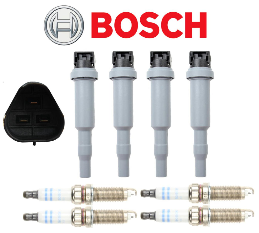 OEM Ignition Coil + Spark Plugs Double Platinum Plug (4Sets) Bosch for BMW 2.0L