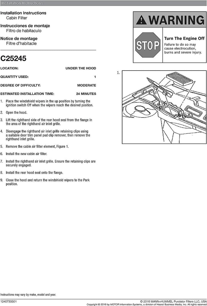 C25245 one Advanced Cabin Air Filter Compatible with Select General Motors Vehicles