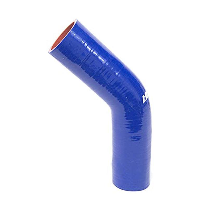 2-3/8" ID, Silicone 45 Degree Elbow Coupler Hose, High Temp 4-Ply Reinforced, Leg Length on Each Side: 4-1/2", 55 Psi Max. Pressure, SEC-8731-BLUE, Silicone, Blue