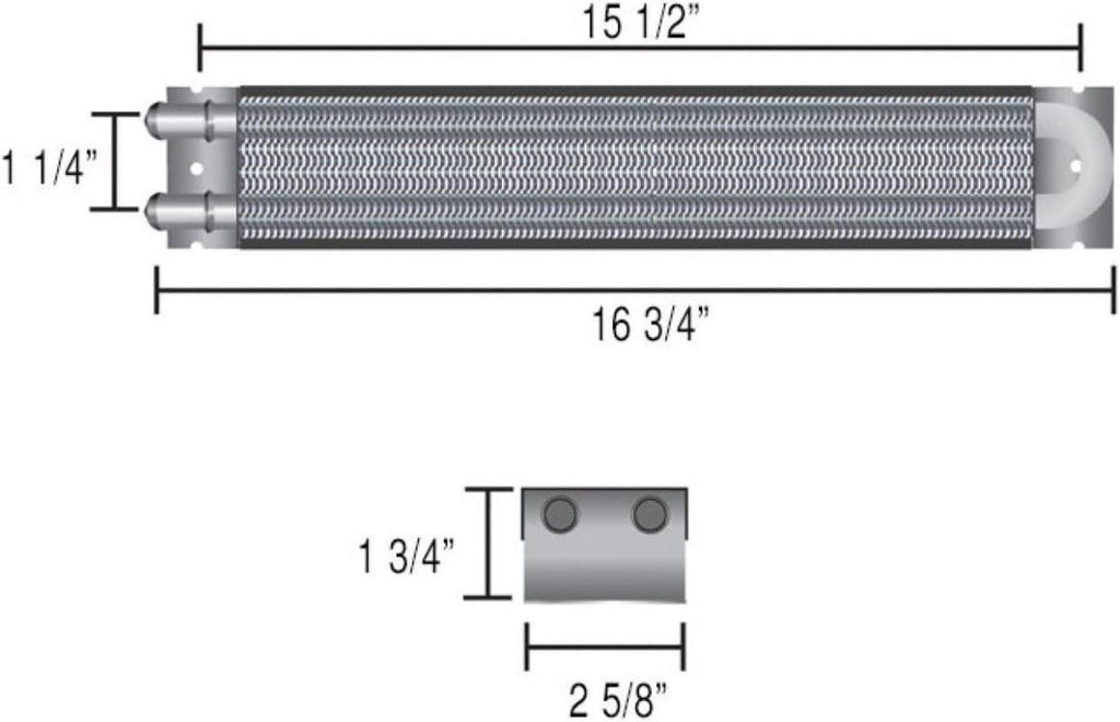 13220: Fluid Cooler, Transmission, Tube and Fin, Aluminum/Copper, Black, 1 1/2 In. X 17 In. X 1 1/2 In, Each