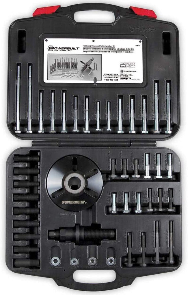 Powerbuilt Harmonic Balancer Puller Set, Remove and Install, Balancers on Car Vehicles and Light Trucks, Thread Adapters - 648994