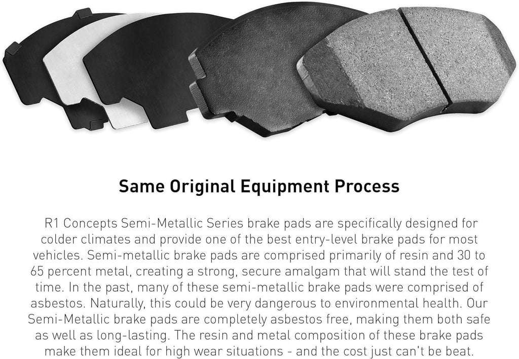 R1 Concepts Semi Met Brake Pads and Hardware Kit 2311-1210-01 Front