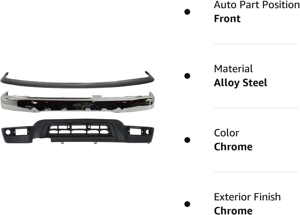 Bumper Trim Valance Kit Compatible with 1999-2002 Toyota 4Runner Base SR5 Front Chrome