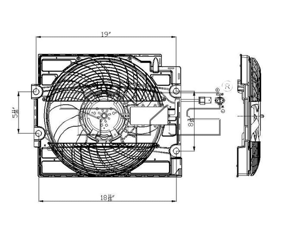 TYC A/C Condenser Fan Assembly for 525I, 530I, 540I, 528I 611240