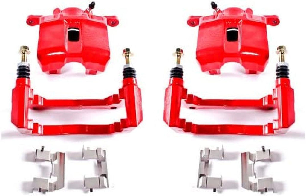 Front S2584 Pair of High-Temp Red Powder Coated Calipers