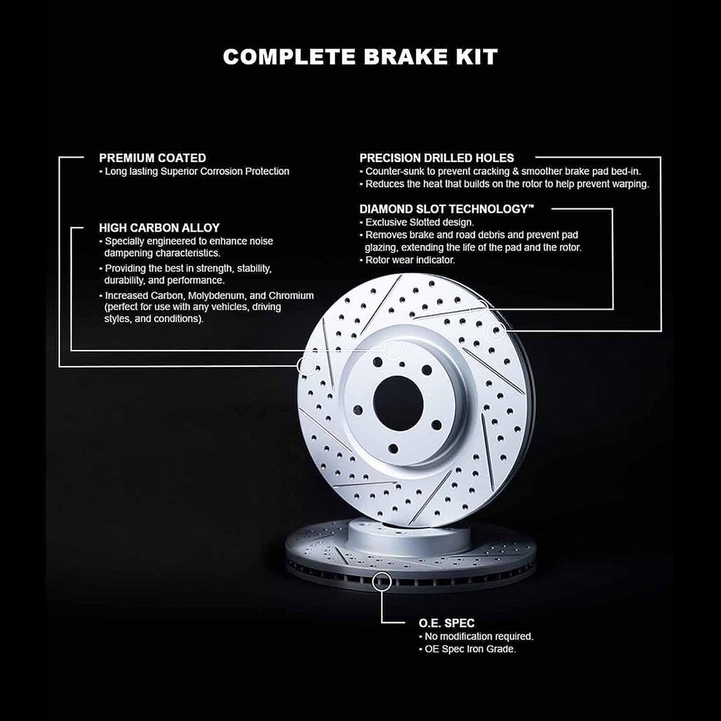 R1 Concepts Front Brake Rotor Kit |Brake Rotors| Brake Disc |Drilled and Slotted|Fits 2008-2019 Pontiac Vibe; Scion Xd; Toyota Corolla, Matrix