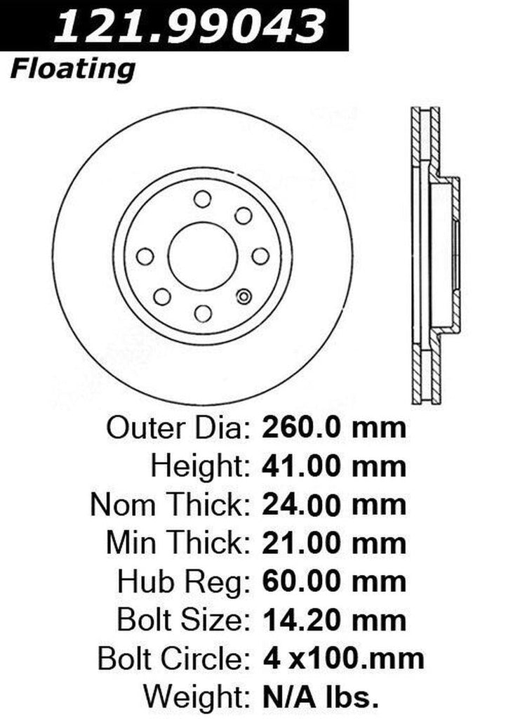 Centric Front Disc Brake Rotor for Chevrolet (121.99043)