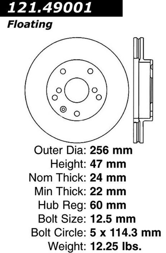 Centric Front Disc Brake Rotor for 1999-2002 Daewoo Leganza (121.49001)