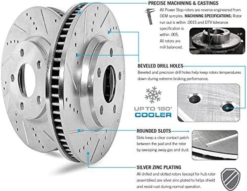 K6164 Front and Rear Z23 Carbon Fiber Brake Pads with Drilled & Slotted Brake Rotors Kit