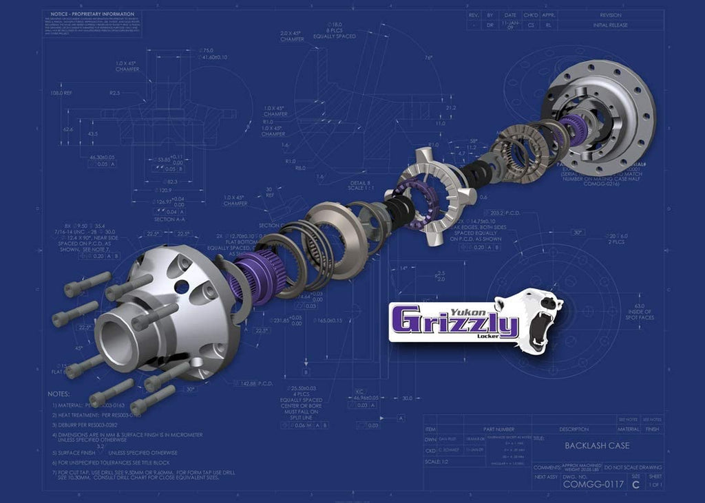 & Axle (YGLGM8.5-3-30) 30-Spline Grizzly Locker for GM 8.5/8.6 Differential with 2.73 & Upward Axle Ratio