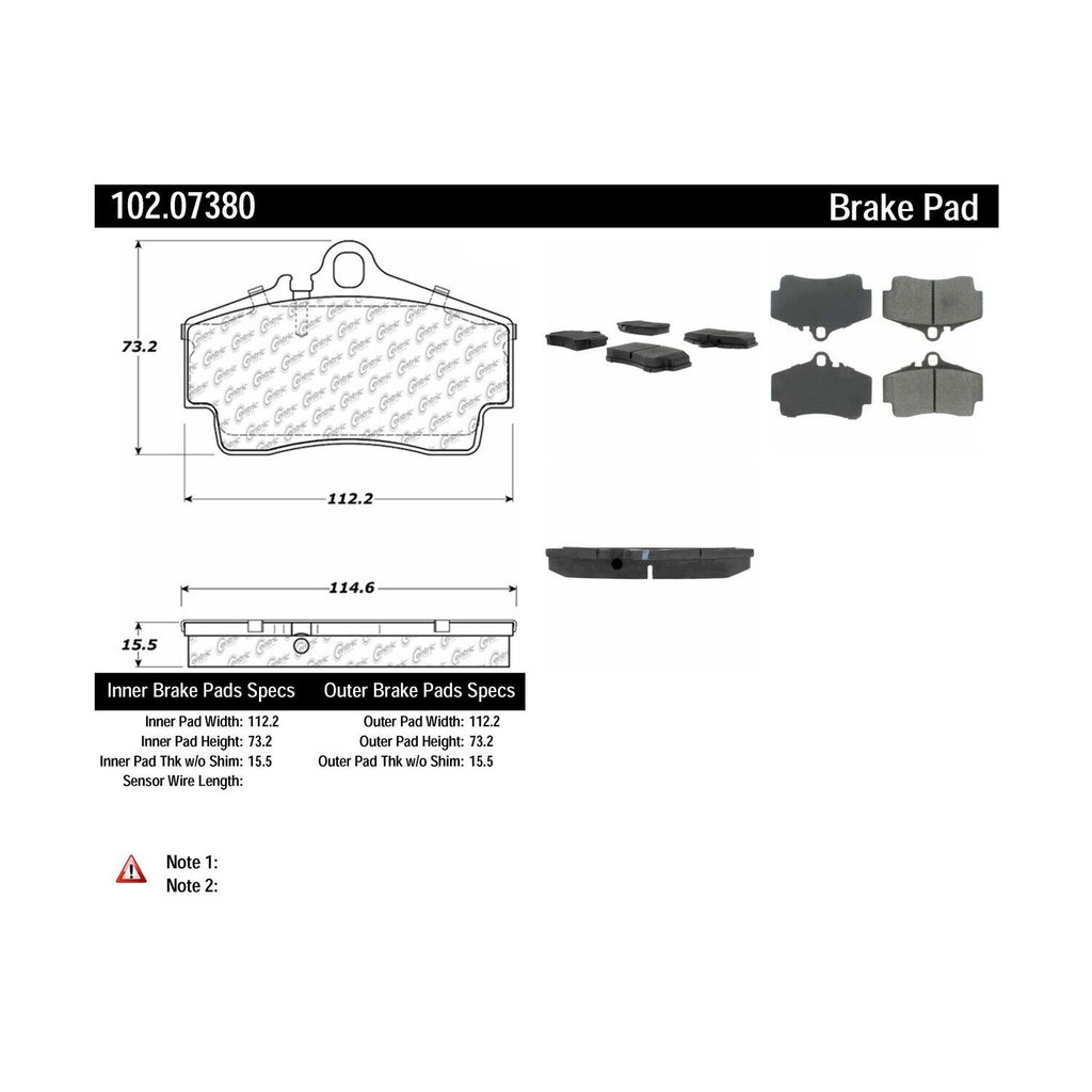 Centric Rear Disc Brake Pad for Boxster, Cayman, 911 (102.07380)