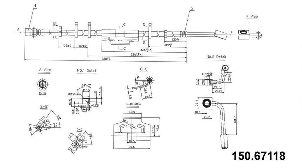 Brake Hydraulic Hose for 2500, 3500, Ram 2500, Ram 3500, Ram 1500 150.67118