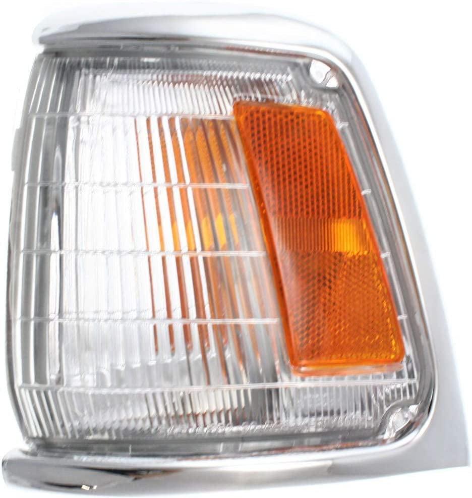 Compatible with Toyota Pickup Corner Light 1989 1990 1991 Driver Side | W/Chrome Trim | 2WD | Clear & Amber Lens | TO2520122 | 8162089177