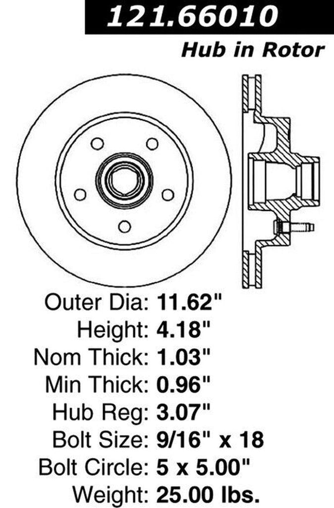 Centric Front Disc Brake Rotor for 1988-1991 C1500 (121.66010)
