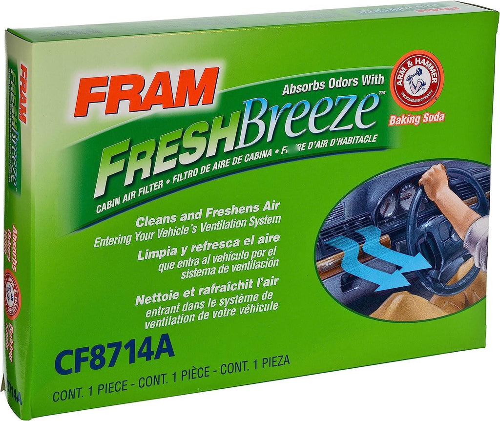 Fresh Breeze Cabin Air Filter Replacement for Car Passenger Compartment W/ Arm and Hammer Baking Soda, Easy Install, CF8714A for Select Mercedes-Benz Vehicles , White