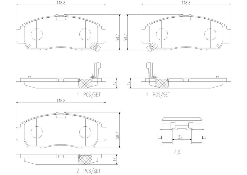 Brembo Front Disc Brake Pad Set for Civic, TSX, Accord, TL, RL, CL (P28034N)