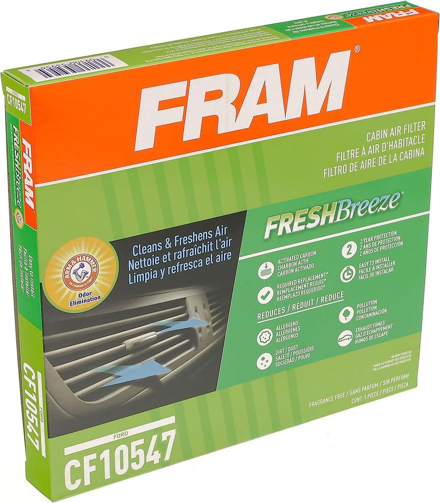 Fresh Breeze Cabin Air Filter with Arm & Hammer Baking Soda, CF10547 for Ford Vehicles