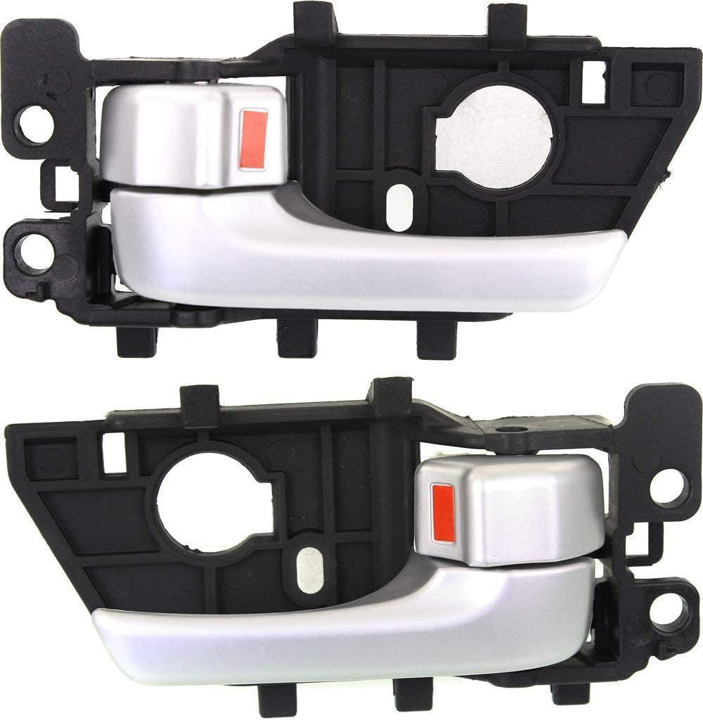 Front or Rear Interior Door Handle Compatible with 2010-2013 Kia Forte/Forte Koup Painted Silver, Plastic, Set of 2, Driver and Passenger Side