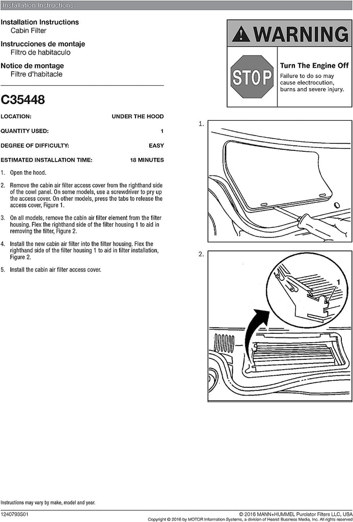 C35448 one Advanced Cabin Air Filter Compatible with Select General Motors Vehicles