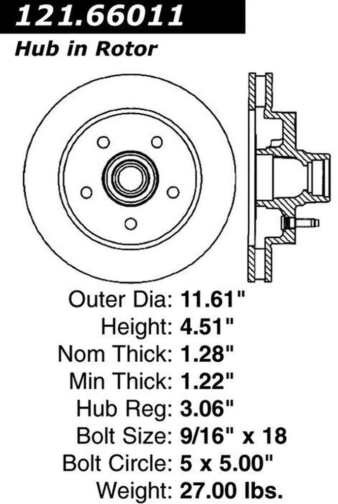 Centric Front Disc Brake Rotor for 1988-1994 C1500 (121.66011)