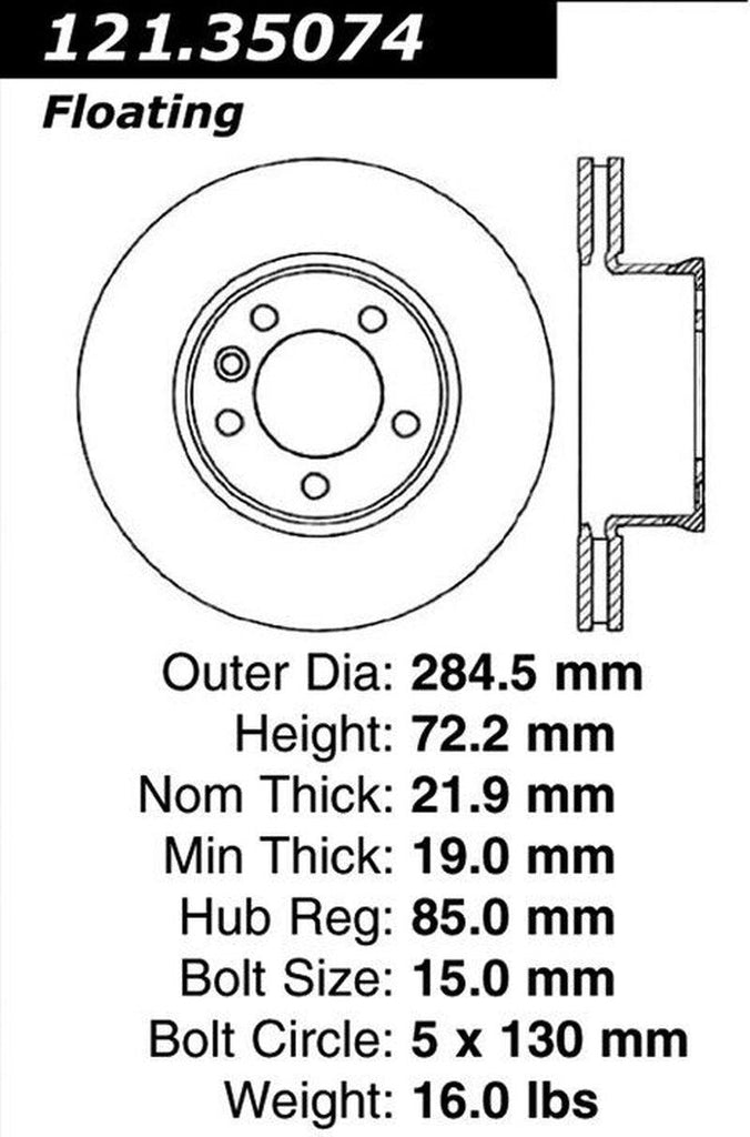 Front Disc Brake Rotor for Sprinter 2500, Sprinter 3500, Sprinter (121.35074)