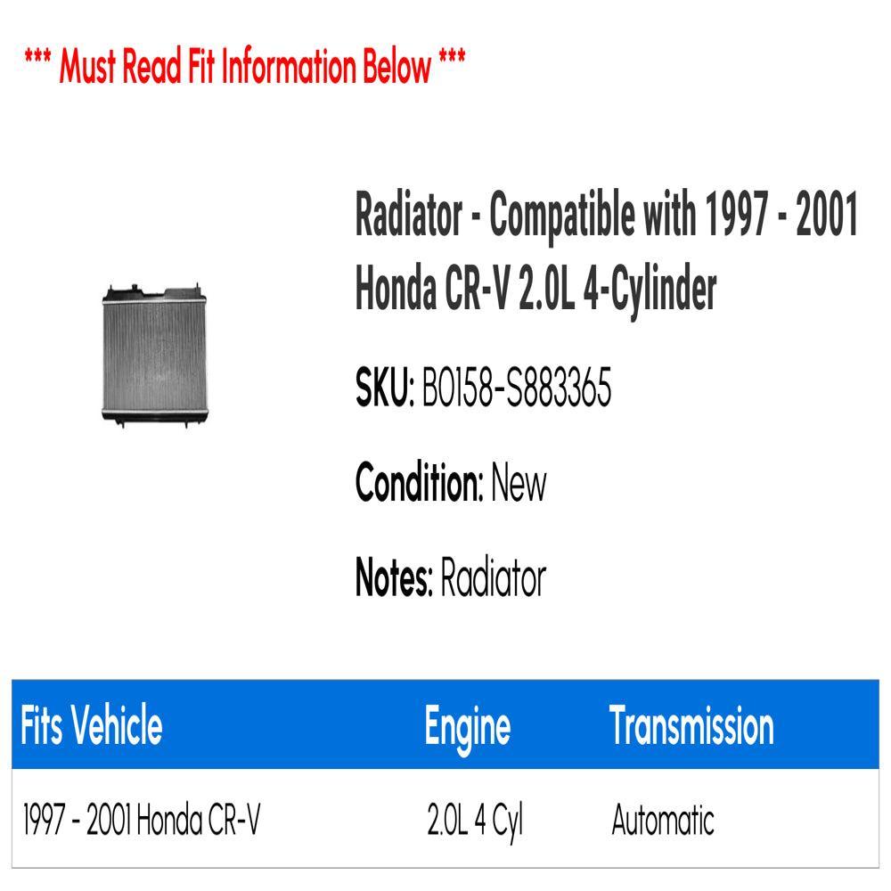 Radiator - Compatible with 1997 - 2001 Honda CR-V 2.0L 4-Cylinder 1998 1999 2000