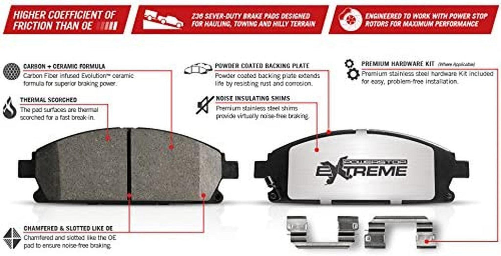 Front Z36-1680 Carbon-Fiber Ceramic Brake Pads Truck and Tow Z36