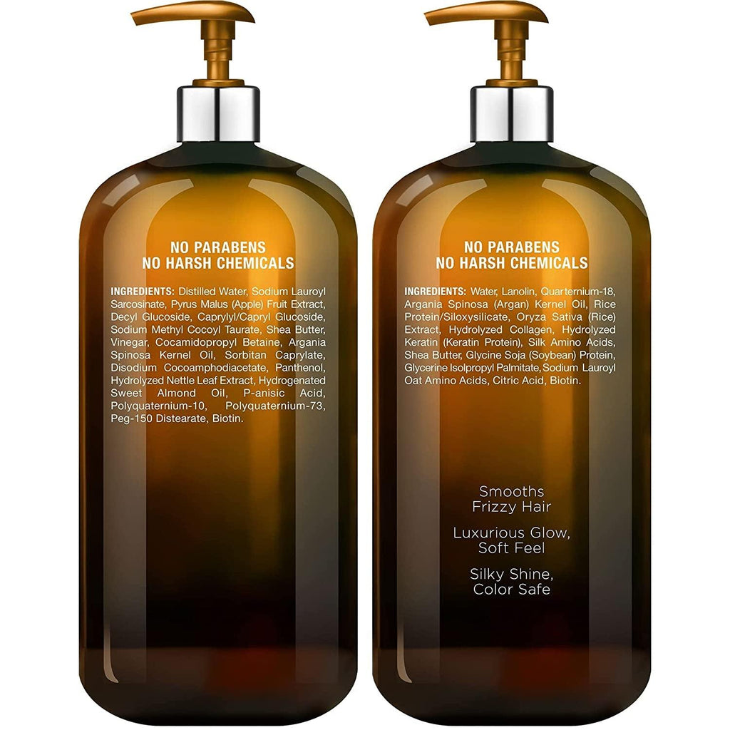 MAJESTIC PURE Apple Cider Vinegar Shampoo and Avocado Coconut Conditioner Set - Restores Shine & Reduces Itchy Scalp, Dandruff & Frizz - Sulfate Free, for All Hair Types, Men and Women - 2 X 16 Fl Oz