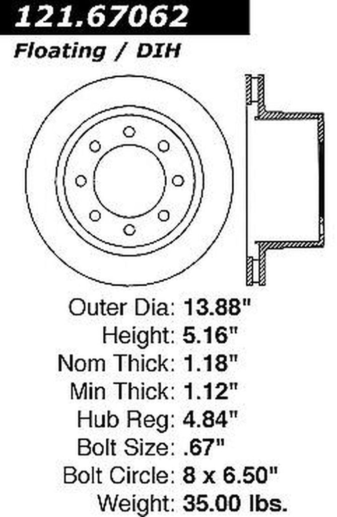 Centric Rear Disc Brake Rotor for Dodge (121.67062)