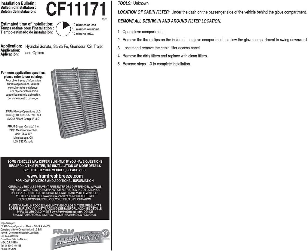 Fresh Breeze Cabin Air Filter with Arm & Hammer Baking Soda, CF11171 for Hyundai / Kia Vehicles