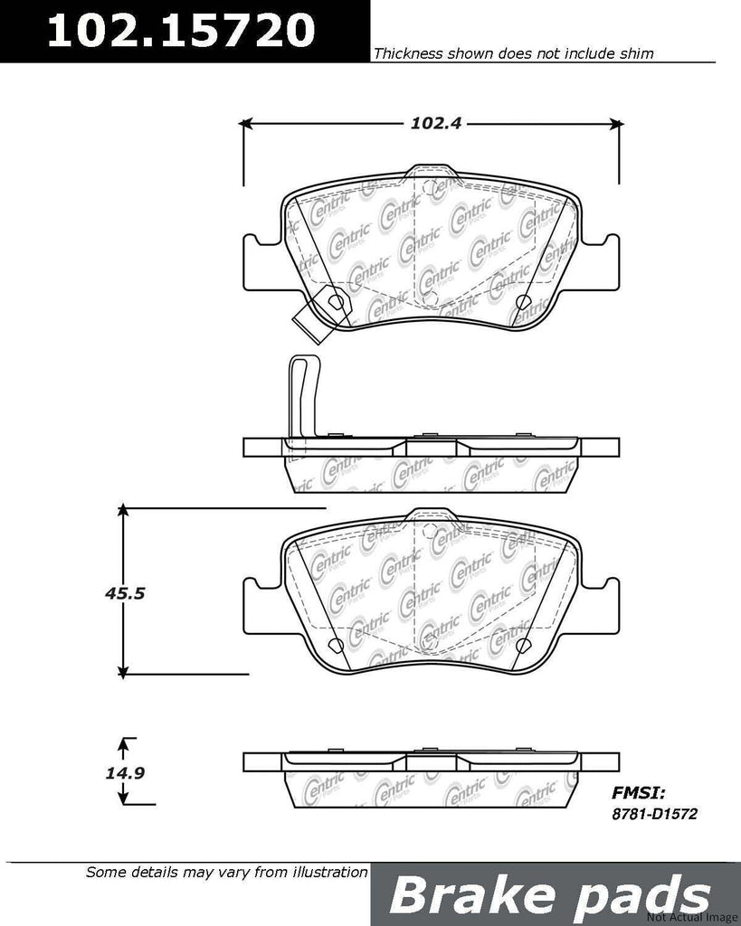 Centric Rear Disc Brake Pad for 09-14 Corolla (102.15720)