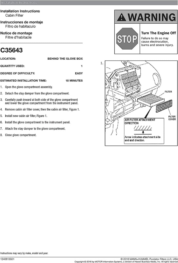 C35643 one Advanced Cabin Air Filter Compatible with Select Mazda Vehicles