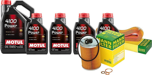 9L 4100 POWER 15W-50 Filter Motor Air Oil Change Kit for R107 380SL 3.8L R107 380SL 3.8L V8 Naturally Asp GAS Mb-Approval 229.1 1981-1985 Engine Motor Oil Change Kit Oil Air Filter