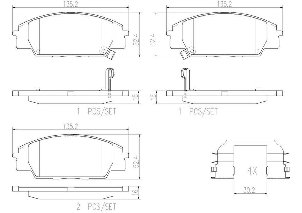 Brembo Front Disc Brake Pad Set for Civic, S2000, RSX (P28032N)