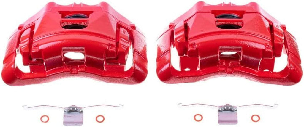 Front S3246 Pair of High-Temp Red Powder Coated Calipers