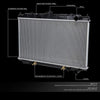 OEM-RA-2413 OE Style Aluminum Cooling Radiator Compatible with 99-02 Infiniti G20 AT, 27-1/16" W X 14-1/8" H X 5/8" D, 1-3/8" Inlet / 1-3/8" Outlet