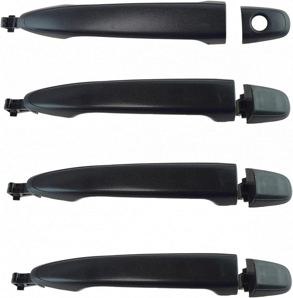 Front & Rear Exterior Door Handles W/Lh Lock Textured Black for Toyota