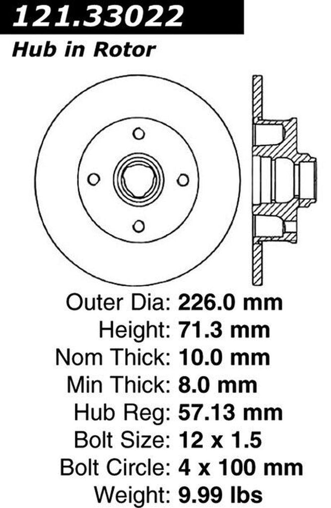 Centric Rear Disc Brake Rotor for Volkswagen (121.33022)