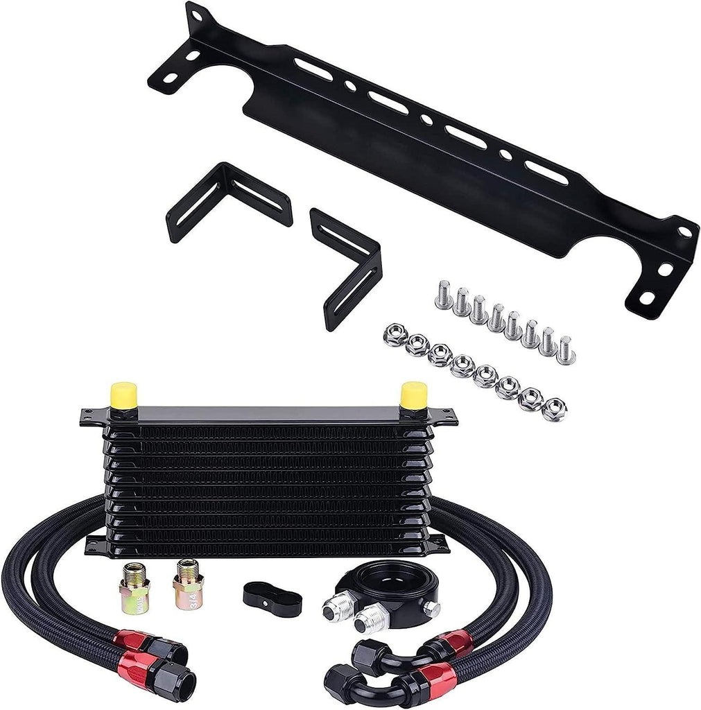 10 Row Oil Cooler Kit Bundle with 340Mm Oil Cooler Mounting Bracket Kit