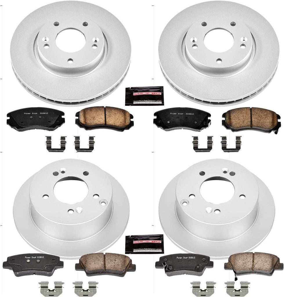 CRK5367 Coated Brake Rotor & Ceramic Brake Pads- Front & Rear