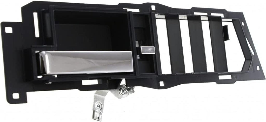 For Chevy C2500 Suburban Interior Door Handle Front Driver Side Black Bezel with Chrome Lever 1992-1994 | with Door Lock Button| Trim: Base/Silverado